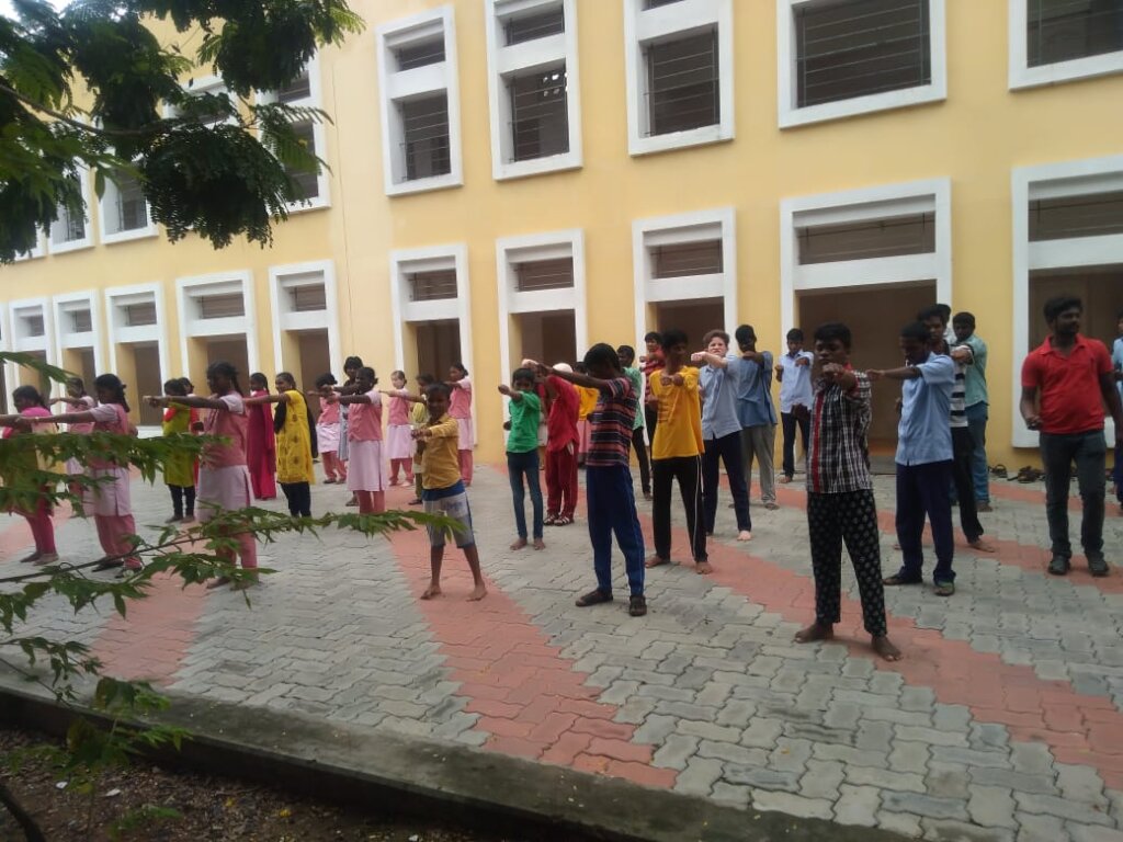 Martial arts class for visuallychallenged children