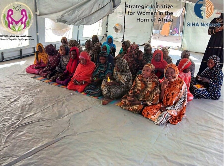 Women & girls participating in PSS session Tawila