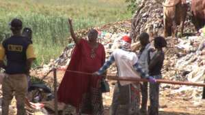Used pads among waste at landfill