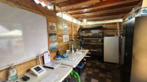 Inside the new shelter we have more space to work!