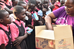 Pads distribution at Alero Primary School