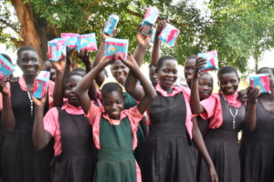 Pads distribution at Alero Primary School