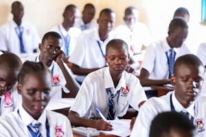 Girls attending school