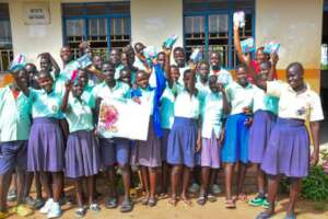 Refugee Girls receiving pads