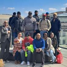 Free Minds members and staff at the library