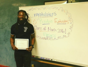 Antonio at his Building Futures graduation