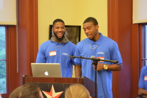 Delonta and Damion reading poetry at Write Night