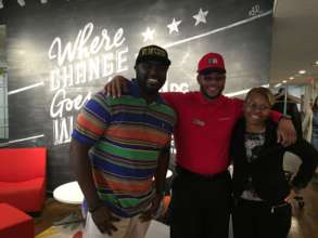 Varvie (center) with staff Marcus and Keela