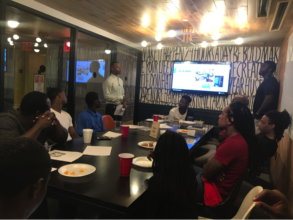 Practicing pitches in an entrepreneurship workshop