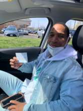 Marcus after getting his COVID-19 vaccine