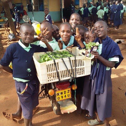 Students with their produce