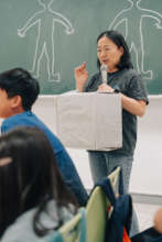 Teacher leading a discussion on body boundaries