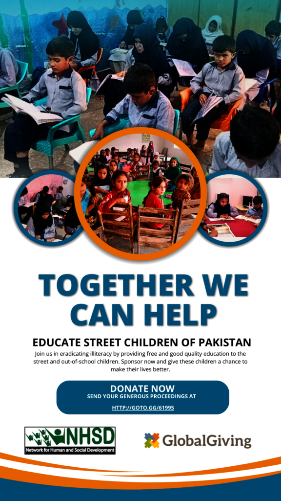Help us Educate Street Children in Pakistan