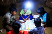 one solar light for tribe child studies in forest