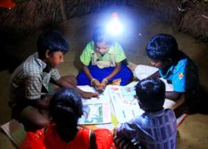 one solar light for tribe child studies in forest