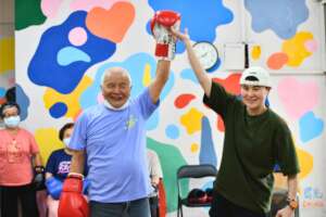 One of the many champions of the day