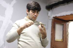 Clay making: The student prepares his work