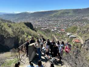 Youth are conducting a hike in the Goris area