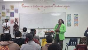 Dr. McBride speaking to Shifting Minds Club