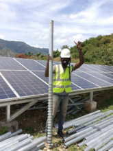 Jean with ground screws in Tiburon