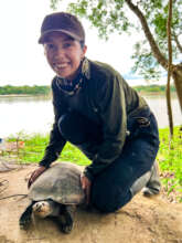 Viviana and a threatened Yellow Spotted Turtle