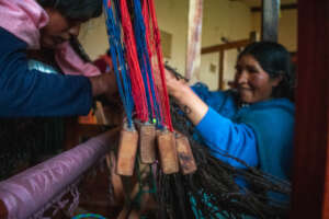 Woman weaving in for spectacled bear conservation