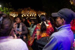 Singing carols out in the local community.
