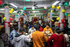 Our dining room full of Christmas cheer!