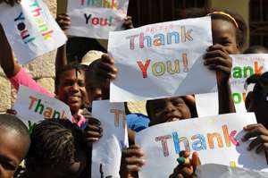 The kids saying "Thank You!!!"