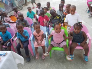 Some of the kids waiting for their Easter dinner