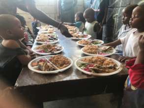 Some of the younger kids being served at Easter