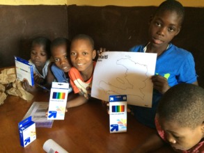The kids have created designs for Haitian t-shirts