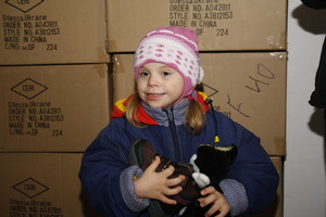 A little girl with her new boots