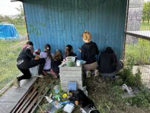 painting the climbing wall