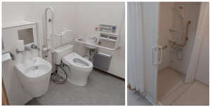 Barrier-free toilet and step-free shower room