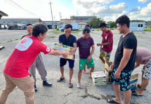 Technical intern trainees receive relief supplies
