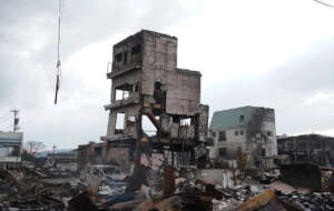 Famous Asaichi Street in Wajima City was ruined
