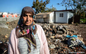 A woman still affected by the earthquake in Turkey