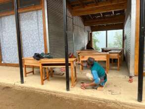 desks - made from locally sourced material - built