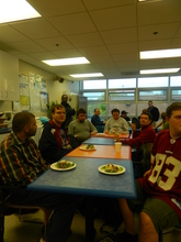 Patiently waiting for everyone to be served.