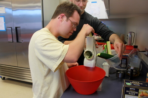 grating the zucchini