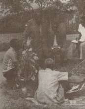 patients gathering at the local medicineman's home