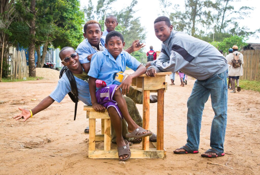 School bench building in Madagascar