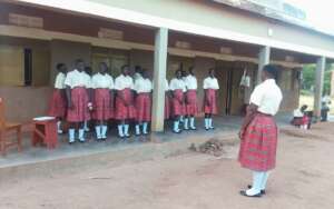 Students in for an assembly to go out for picnic