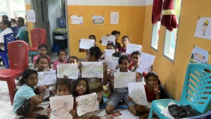 Learning through colouring with kids