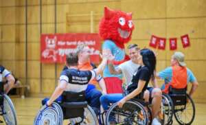Wheel soccer with mascot