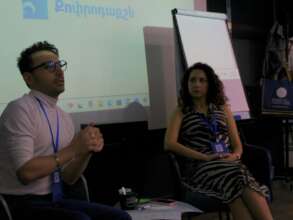 Gevorg and Jemma during co-production meeting