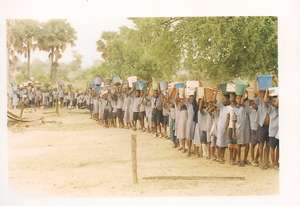 GCS Children fetching water from Borehole