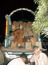 Loading gift cartons into a truck