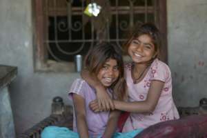 Aarti (10) and Vidhi (8) live in Rajasthan, India